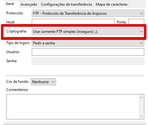 Erro Filezilla 03
