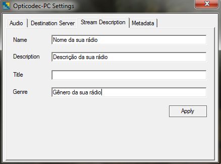 Como transmitir ao vivo usando o Opticodec PC SE