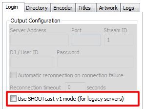 Qual versão do Shoutcast devo selecionar no programa de transmissão